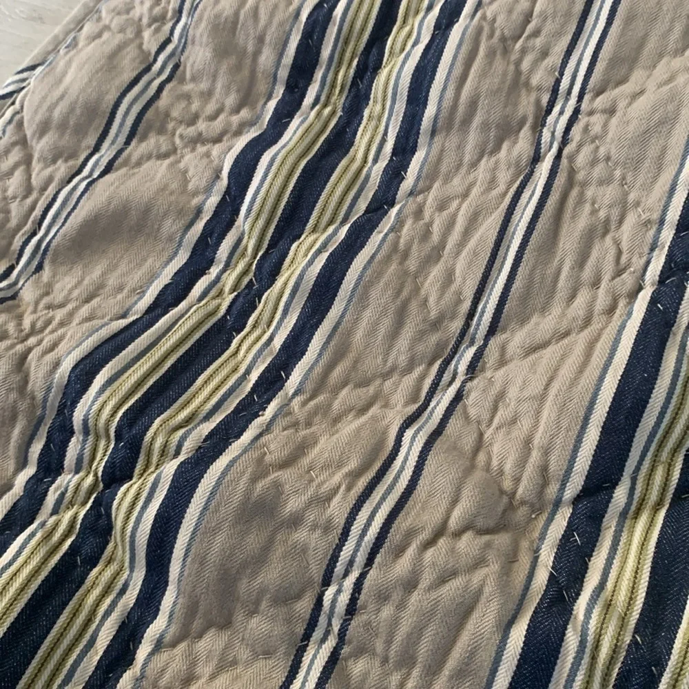Pottery barn Celeste quilted pillows euro shams striped navy beige set of‎ 2